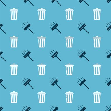 Cam sileceği, kazıyıcı, silecek ve çöp tenekesini dikişsiz desene ayarlayın. Vektör