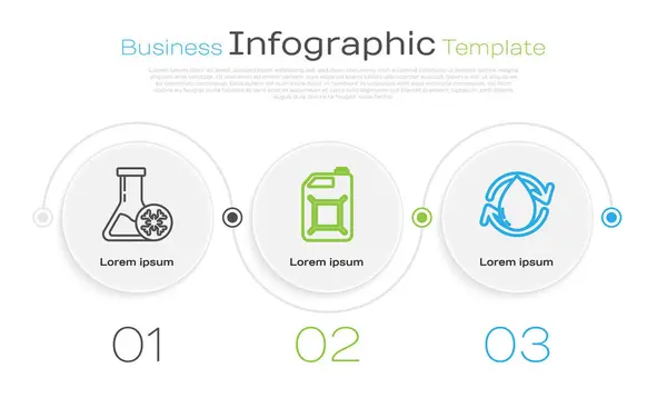 Set Line Frostschutzmittel Reagenzglas Kanister Für Benzin Und Tropfen Geschäftsinfografische — Stockvektor