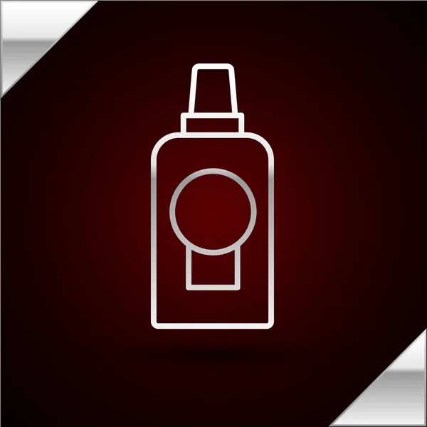 Silver Line Mouthwash Plastic Bottle Icon Isolated Dark Red Background — Stock Vector
