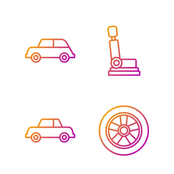 Set Line Car Wheel Car Car Car Seat Gradient Color — Stock Vector