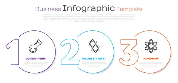 Set Line Test Tube Flask Chemical Molecule Atom Business Infographic — Stock Vector