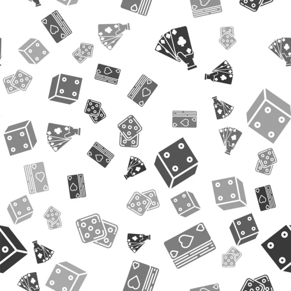 Set Main Tenant Des Cartes Jouer Deck Cartes Jouer Dés — Image vectorielle