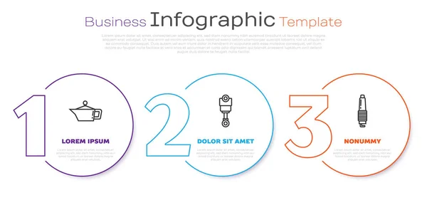 Set Line Kanister Für Motoröl Motorkolben Und Autozündkerze Geschäftsinfografische Vorlage — Stockvektor