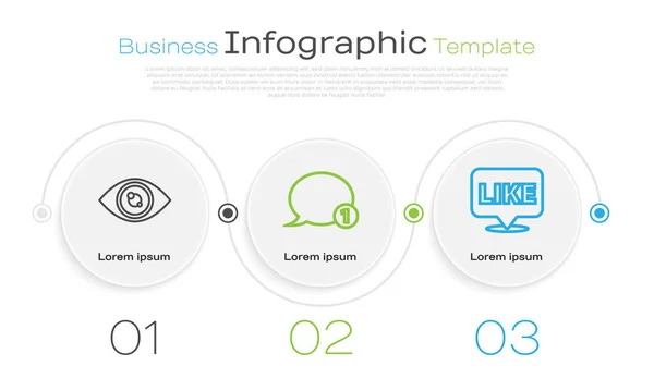 Réglez Ligne Eye Speech Bubble Chat Speech Bubble Modèle Infographie — Image vectorielle