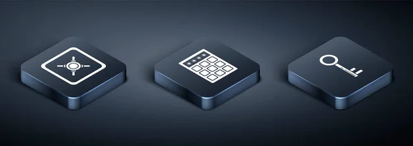 Isometric Safe Key Password Protection 그리고 Safety Access Icon 합니다 — 스톡 벡터