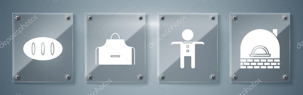 Set Brick Stove Holiday Gingerbread Man Cookie Kitchen Apron Bread Royalty Free Stock Illustrations