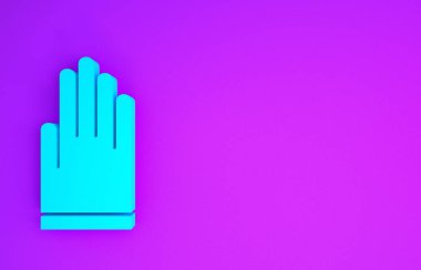 Mavi Eldiven simgesi mor arkaplanda izole edildi. Olağanüstü bir spor. Su altı ekipmanları. Minimalizm kavramı. 3d illüstrasyon 3d canlandırma