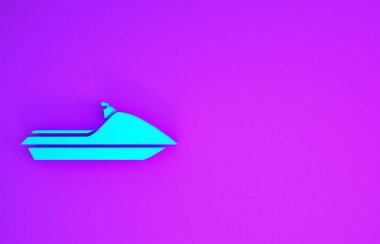 Mavi Jet kayak simgesi mor arkaplanda izole edildi. Su motoru. Olağanüstü bir spor. Minimalizm kavramı. 3d illüstrasyon 3B canlandırma