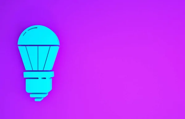 Иконка Синей Лампочки Выделена Фиолетовом Фоне Экономичная Светодиодная Лампочка Экономия — стоковое фото
