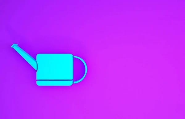 Blaues Gießkannen Symbol Isoliert Auf Violettem Hintergrund Bewässerungssymbol Minimalismus Konzept — Stockfoto