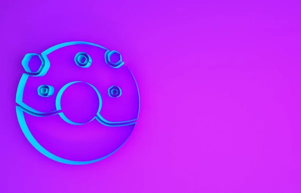 Blauer Donut Mit Süßer Glasur Auf Violettem Hintergrund Minimalismus Konzept — Stockfoto