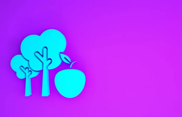 Голубой Треугольник Яблочным Значком Фиолетовом Фоне Сельскохозяйственное Растение Органическая Сельскохозяйственная — стоковое фото