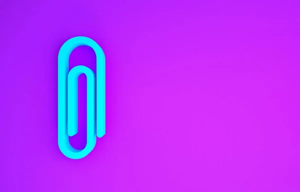 Блакитний Папір Кліп Ізольовано Фіолетовому Фоні Концепція Мінімалізму Ілюстрація Рендеринга — стокове фото