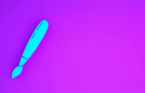 Иконка Кисти Blue Paint Выделена Фиолетовом Фоне Концепция Минимализма Рендеринг — стоковое фото