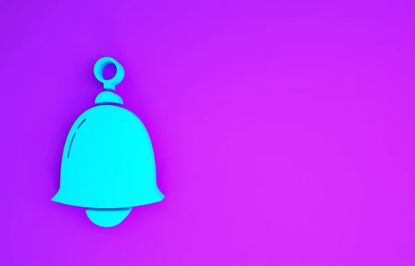 Blue Timbre Icono Campana Aislado Sobre Fondo Púrpura Símbolo Alarma — Foto de Stock