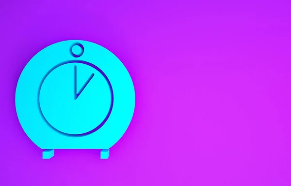 蓝色厨房定时器图标隔离在紫色背景 最低纲领的概念 3D说明3D — 图库照片