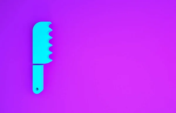 Blue Bread Knife Icon Isolated Purple Background Cutlery Symbol Minimalism — Stock Photo, Image