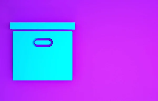 Иконка Синей Картонной Коробки Выделена Фиолетовом Фоне Коробка Посылка Знак — стоковое фото