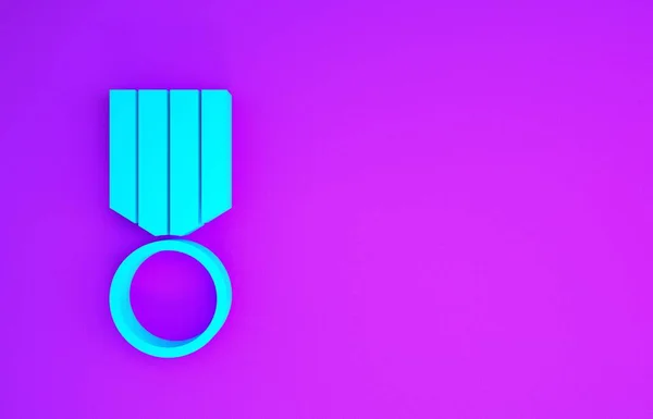 Ícone Medalha Recompensa Militar Azul Isolado Fundo Roxo Assinatura Exército — Fotografia de Stock