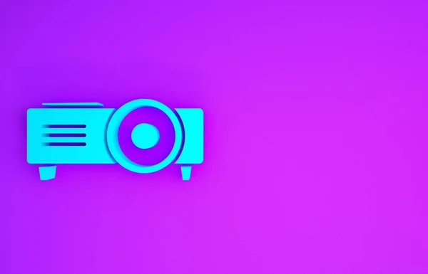 Modrá Prezentace Film Film Mediální Projektor Ikona Izolované Fialovém Pozadí — Stock fotografie