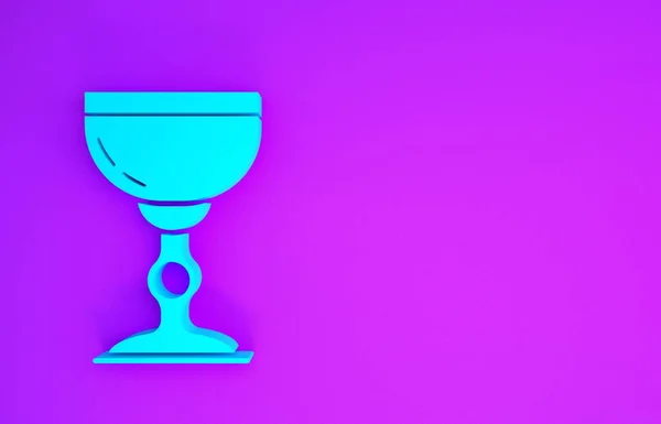 蓝色犹太高脚杯图标孤立在紫色背景 给孩子们喝的犹太酒杯给Shabbat的童装杯最低纲领的概念 3D渲染3D插图 — 图库照片