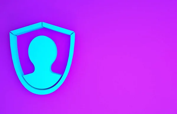 Ícone Proteção Usuário Azul Isolado Fundo Roxo Acesso Seguro Usuário — Fotografia de Stock