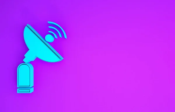 Blaues Radarsymbol Isoliert Auf Violettem Hintergrund Suchsystem Satellitenzeichen Minimalismus Konzept — Stockfoto