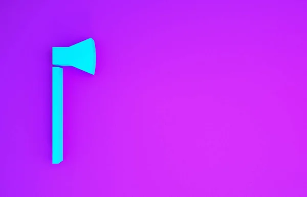 Blue Wooden Axt Symbol Isoliert Auf Violettem Hintergrund Holzfällerbeil Minimalismus — Stockfoto
