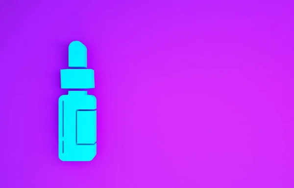 蓝色玻璃瓶 有长笛 Vial Pipette Icon Isolated Purple Background 用于医疗和化妆品的容器 最低纲领的概念 — 图库照片