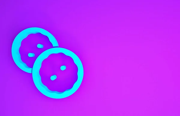 Синя Швейна Кнопка Значка Одягу Ізольована Фіолетовому Фоні Кнопки Одягу — стокове фото