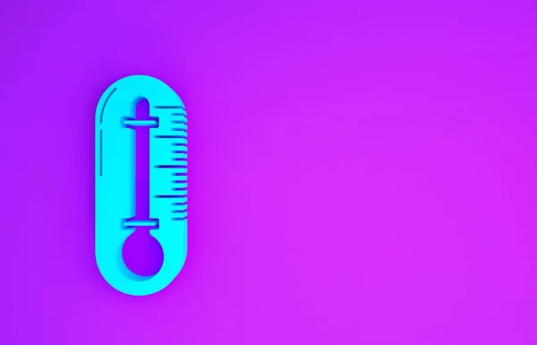 Blaues Thermometer Symbol Isoliert Auf Violettem Hintergrund Minimalismus Konzept Illustration — Stockfoto
