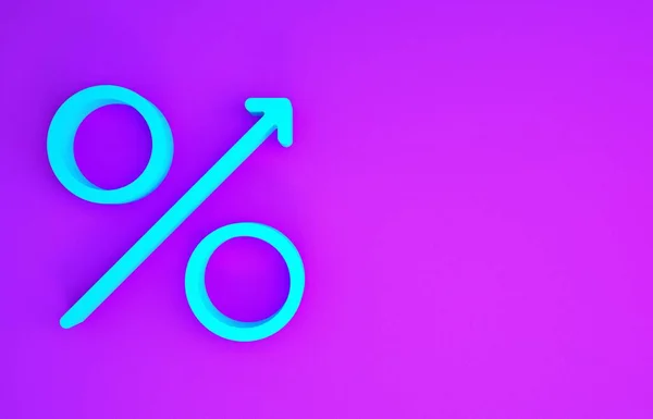 Blue Percent Arrow Icon Isolated Purple Background Increasing Percentage Sign — Stock Photo, Image