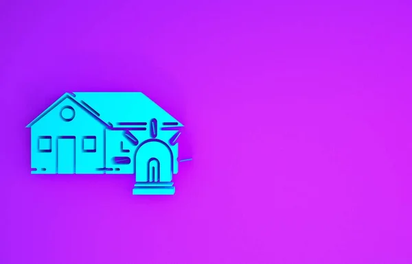 Блакитний Розумний Дім Сигналізація Ізольовані Фіолетовому Фоні Система Безпеки Розумного — стокове фото