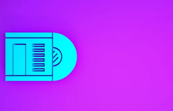 Иконка Синего Винилового Диска Выделена Фиолетовом Фоне Концепция Минимализма Рендеринг — стоковое фото