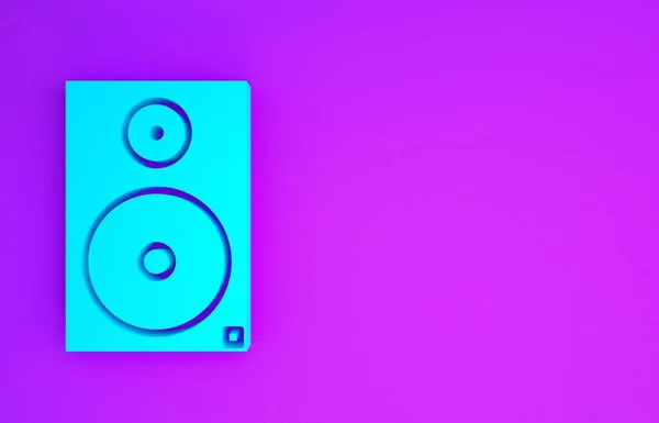 Blue Stereo Luidspreker Pictogram Geïsoleerd Paarse Achtergrond Geluidssysteemluidsprekers Muziek Icoon — Stockfoto