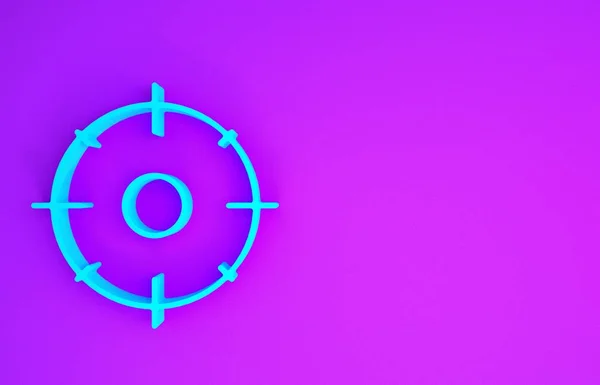 紫の背景に隔離された競技アイコンを撮影するためのブルーターゲットスポーツ 射撃範囲や射撃のための数字でクリーンなターゲット 最小限の概念 3Dイラスト3Dレンダリング — ストック写真