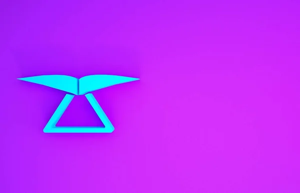 Blue Hang glider icon isolated on purple background. Extreme sport. Minimalism concept. 3d illustration 3D render