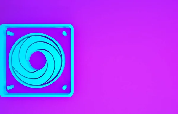 Фиолетовом Фоне Выделяется Синий Значок Охладителя Вентилятор Концепция Минимализма Рендеринг — стоковое фото