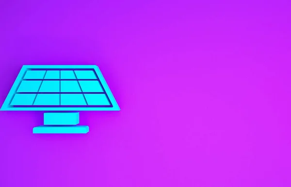 Blue Solar energy panel icon isolated on purple background. Minimalism concept. 3d illustration 3D render