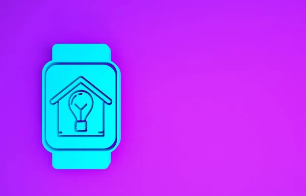 Blaue Smart Uhr Mit Smart House Und Glühbirnen Symbol Isoliert — Stockfoto