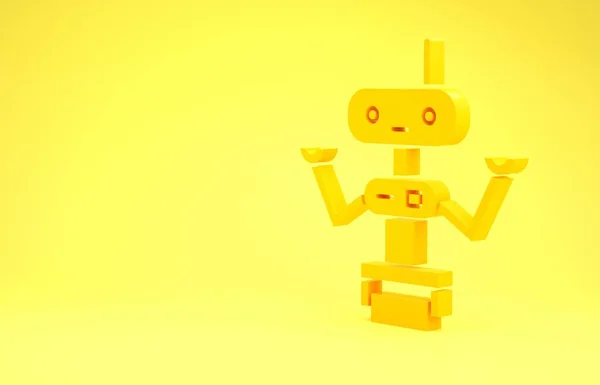 Ikona Žlutého Robota Izolovaná Žlutém Pozadí Minimalismus Ilustrace Vykreslení — Stock fotografie