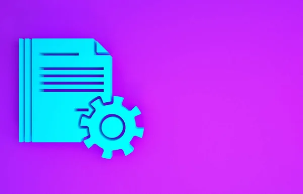 Blue Document Settings Gears Icon Isolated Purple Background Software Update — Stock Photo, Image