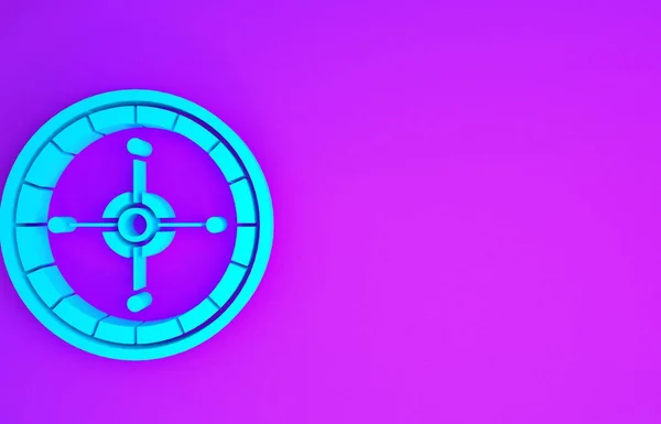Blue Casino Roulette Wheel Icon Isolated Purple Background Minimalism Concept — Stock Photo, Image
