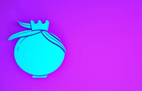 Синий Гранат Значок Изолирован Фиолетовом Фоне Плод Граната Концепция Минимализма — стоковое фото