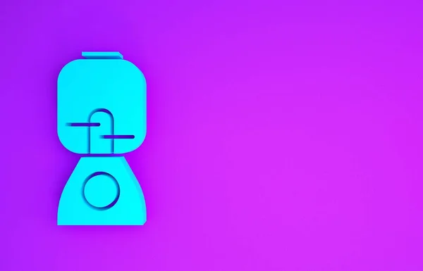 青のブレンダーアイコンは紫色の背景に隔離されています ボウルとキッチン電動固定ブレンダー スムージー カクテルやジュースを調理します 最小限の概念 3Dイラスト3Dレンダリング — ストック写真