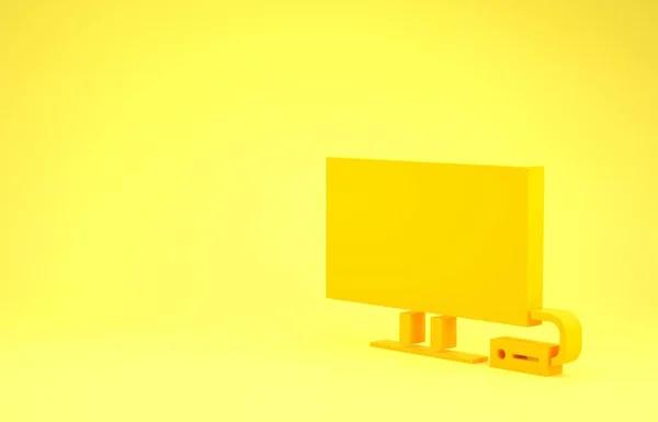 Желтый Значок Smart Выделен Желтом Фоне Телевизионный Знак Концепция Минимализма — стоковое фото
