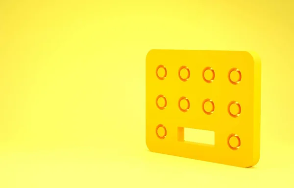Comprimidos Amarelos Ícone Embalagem Blister Isolado Fundo Amarelo Pacote Drogas — Fotografia de Stock