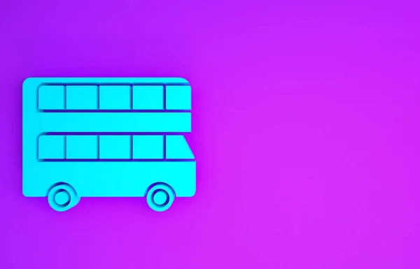 Ícone Azul Ônibus Dobro Decker Isolado Fundo Roxo Ônibus Clássico — Fotografia de Stock