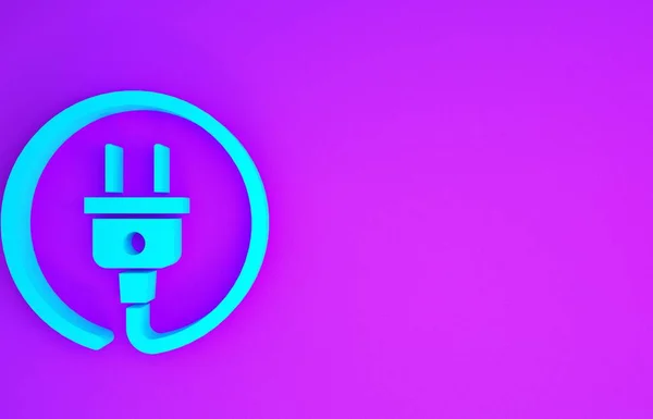 Blaues Steckersymbol Isoliert Auf Violettem Hintergrund Konzept Der Verbindung Und — Stockfoto