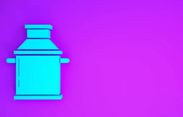 蓝色罐装牛奶图标 在紫色背景上隔离 最低纲领的概念 3D渲染3D插图 — 图库照片